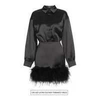 Elegant Satin Wrap Bodycon Dress Women's High Waist Long Sleeve Turn-down Collar Slimming Dress Stylish Pure Color Summer Fashion main image 1