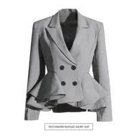 Elegant Commuter Style Women's Suit Jacket Long Sleeve Slim Fit Design Spring Summer New Leaf Edge Sleeve Splice Cotton Polyester main image 1