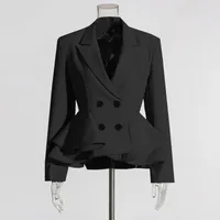 Elegant Commuter Style Women's Suit Jacket Long Sleeve Slim Fit Design Spring Summer New Leaf Edge Sleeve Splice Cotton Polyester main image 2