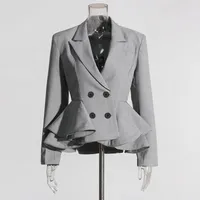 Elegant Commuter Style Women's Suit Jacket Long Sleeve Slim Fit Design Spring Summer New Leaf Edge Sleeve Splice Cotton Polyester main image 3