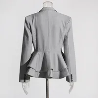 Elegant Commuter Style Women's Suit Jacket Long Sleeve Slim Fit Design Spring Summer New Leaf Edge Sleeve Splice Cotton Polyester main image 4