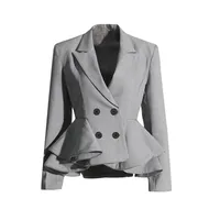 Elegant Commuter Style Women's Suit Jacket Long Sleeve Slim Fit Design Spring Summer New Leaf Edge Sleeve Splice Cotton Polyester main image 5