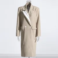 Elegant Commuter Style Long Sleeve Stand Collar Coat Women's Fashion Double Breasted High-End Design Solid Color Trench Coat main image 3