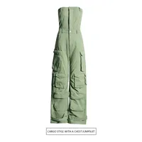 Fashion Denim Suspender Pants Women's High Waist Wide Leg Pants Multi-Pocket Short Top Style Summer New Design main image 1
