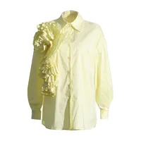 Women's Loose Casual Floral Patchwork Pure Color Shirt Summer 2025 Trendy Commute Style Long Sleeve Mid-Length Polyester Cotton Blend main image 2