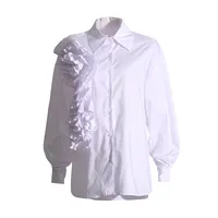 Women's Loose Casual Floral Patchwork Pure Color Shirt Summer 2025 Trendy Commute Style Long Sleeve Mid-Length Polyester Cotton Blend main image 3