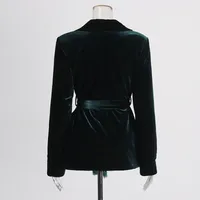 Elegant Slim-Fit Velvet Blazer For Women Early Autumn New Style Waist-Slimming Belt Design Cotton Polyester Long Sleeve main image 3