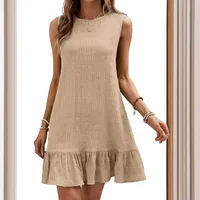 Spring And Summer Women's Fashion All-Match Sleeveless Round Neck Dress European Style High Street Style Knee-Length Dress main image 1