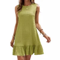 Spring And Summer Women's Fashion All-Match Sleeveless Round Neck Dress European Style High Street Style Knee-Length Dress main image 2