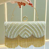 Elegant Pearl Rhinestone Evening Bag Women's Handbag Shoulder Messenger Tassel Handle Urban Simple Style Square Bag main image 1