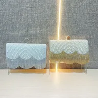 Elegant Pearl Rhinestone Evening Bag Women's Handbag Shoulder Messenger Tassel Handle Urban Simple Style Square Bag main image 4
