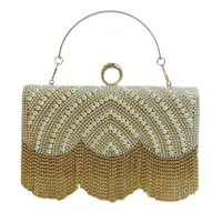 Elegant Pearl Rhinestone Evening Bag Women's Handbag Shoulder Messenger Tassel Handle Urban Simple Style Square Bag main image 5