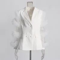 Elegant British Style Long Sleeve Solid Color Women's Suit Jacket Fashionable Patchwork Lace Trim Design Commute Workwear main image 2