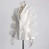 Elegant British Style Long Sleeve Solid Color Women's Suit Jacket Fashionable Patchwork Lace Trim Design Commute Workwear main image 3