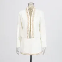 Elegant Style Pearl Mother Of Pearl Decorated Lace Edge Top And High Waist Mini Skirt Fashion Casual Women's Set main image 2