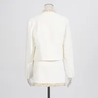 Elegant Style Pearl Mother Of Pearl Decorated Lace Edge Top And High Waist Mini Skirt Fashion Casual Women's Set main image 4