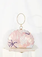 Elegant Embroidered Cheongsam Dinner Bag One-Shoulder Crossbody Chain Women's Handbag New Fashion Shell Shape Lock Closure sku image 1