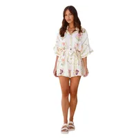 Fashion Style Women's Jumpsuit Stand Collar Half Sleeve Belt Loose Short Polyester Fabric Commuter Style main image 5