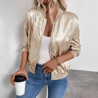 Slim-Fit Zipper Design Solid Color Casual Jacket Top Early Autumn Thin Commuting Fashion Women's Baseball Jacket Coat main image 1