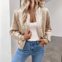 Slim-Fit Zipper Design Solid Color Casual Jacket Top Early Autumn Thin Commuting Fashion Women's Baseball Jacket Coat main image 3