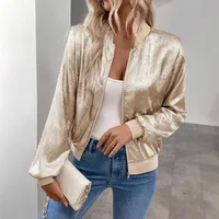 Slim-Fit Zipper Design Solid Color Casual Jacket Top Early Autumn Thin Commuting Fashion Women's Baseball Jacket Coat main image 4