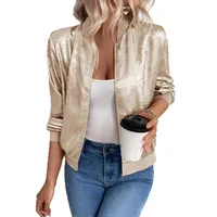 Slim-Fit Zipper Design Solid Color Casual Jacket Top Early Autumn Thin Commuting Fashion Women's Baseball Jacket Coat main image 5