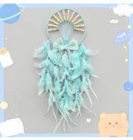 Favorite Dreamcatcher Hanging Decorative Feather Handmade Craft Girl Heart-Shaped Children's Room Decoration Simple Style Wall Decoration main image 2