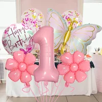 Bright Pink Butterfly Shape Aluminum Foil Balloon Set 32 Inch Birthday Party Carnival Children Celebration Decorations main image 3