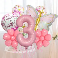 Bright Pink Butterfly Shape Aluminum Foil Balloon Set 32 Inch Birthday Party Carnival Children Celebration Decorations main image 4