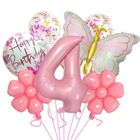 Bright Pink Butterfly Shape Aluminum Foil Balloon Set 32 Inch Birthday Party Carnival Children Celebration Decorations main image 5