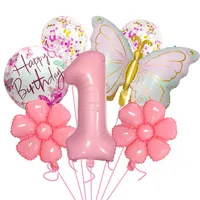 Bright Pink Butterfly Shape Aluminum Foil Balloon Set 32 Inch Birthday Party Carnival Children Celebration Decorations sku image 1