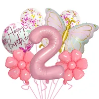 Bright Pink Butterfly Shape Aluminum Foil Balloon Set 32 Inch Birthday Party Carnival Children Celebration Decorations sku image 2