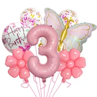 Bright Pink Butterfly Shape Aluminum Foil Balloon Set 32 Inch Birthday Party Carnival Children Celebration Decorations sku image 3