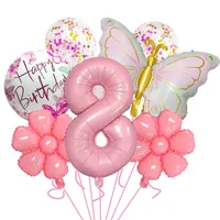 Bright Pink Butterfly Shape Aluminum Foil Balloon Set 32 Inch Birthday Party Carnival Children Celebration Decorations sku image 8
