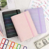Creative Leather Ring Loose Leaf Notebook Suitable For Financial Planner Cash Budget New Design Novel Pink Gold Purple Black And Golden Gold main image 5