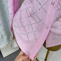 Elegant French Style Women Blouse  Summer Diamond Decoration Loose-Fitting Thin Long Sleeve Casual Blouse With Diamond Pattern main image 3