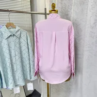 Elegant French Style Women Blouse  Summer Diamond Decoration Loose-Fitting Thin Long Sleeve Casual Blouse With Diamond Pattern main image 4