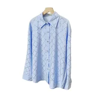 Elegant French Style Women Blouse  Summer Diamond Decoration Loose-Fitting Thin Long Sleeve Casual Blouse With Diamond Pattern main image 5