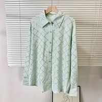 Elegant French Style Women Blouse  Summer Diamond Decoration Loose-Fitting Thin Long Sleeve Casual Blouse With Diamond Pattern sku image 2