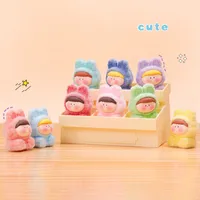 Mini Cute Flocking Lilisi Plush Toy Key Chain Table Decoration Small Gift Resin Artware Cartoon Style Christmas Valentine's Day Gift main image 1