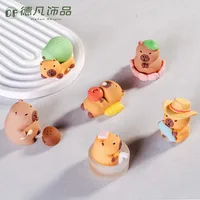 Cartoon Capybara Resin Statue Cute Animal Cream Gel Solid Color Miniature Landscape Table Decorations Plastic Crafts main image 3