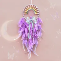 Favorite Dreamcatcher Hanging Decorative Feather Handmade Craft Girl Heart-Shaped Children's Room Decoration Simple Style Wall Decoration sku image 1