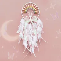 Favorite Dreamcatcher Hanging Decorative Feather Handmade Craft Girl Heart-Shaped Children's Room Decoration Simple Style Wall Decoration sku image 4