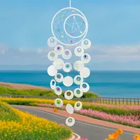 Handmade Shell Wind Chimes Bedroom Decoration Girl Room Hanging Decorations Dreamcatcher Bed Bell Simple Style Hoop Feather sku image 1