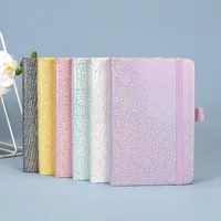 Personalized A5 Color Laser Notebook A7 Portable Checkbook Belt Memo Book Business Style Imitation Leather Linen Paper main image 2