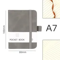 Personalized A5 Color Laser Notebook A7 Portable Checkbook Belt Memo Book Business Style Imitation Leather Linen Paper sku image 1