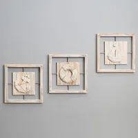 Mid-Century Style Decorative Relief Painting Wall Art Ocean Style Living Room Bar Creative Four Border Wooden Craft Pine Material main image 2