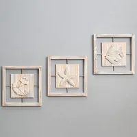 Mid-Century Style Decorative Relief Painting Wall Art Ocean Style Living Room Bar Creative Four Border Wooden Craft Pine Material main image 3