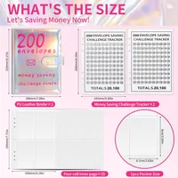 100 Envelopes Challenge Loose-Leaf Notebook 200 Days Saving Money Cash Envelope Saving Challenge Book Leather Durable Paper main image 3