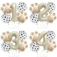 32-Inch Number Shaped Aluminum Foil Balloon Pet Animal Theme Paw Balloon Set Birthday Party Photography Props Celebration main image 1